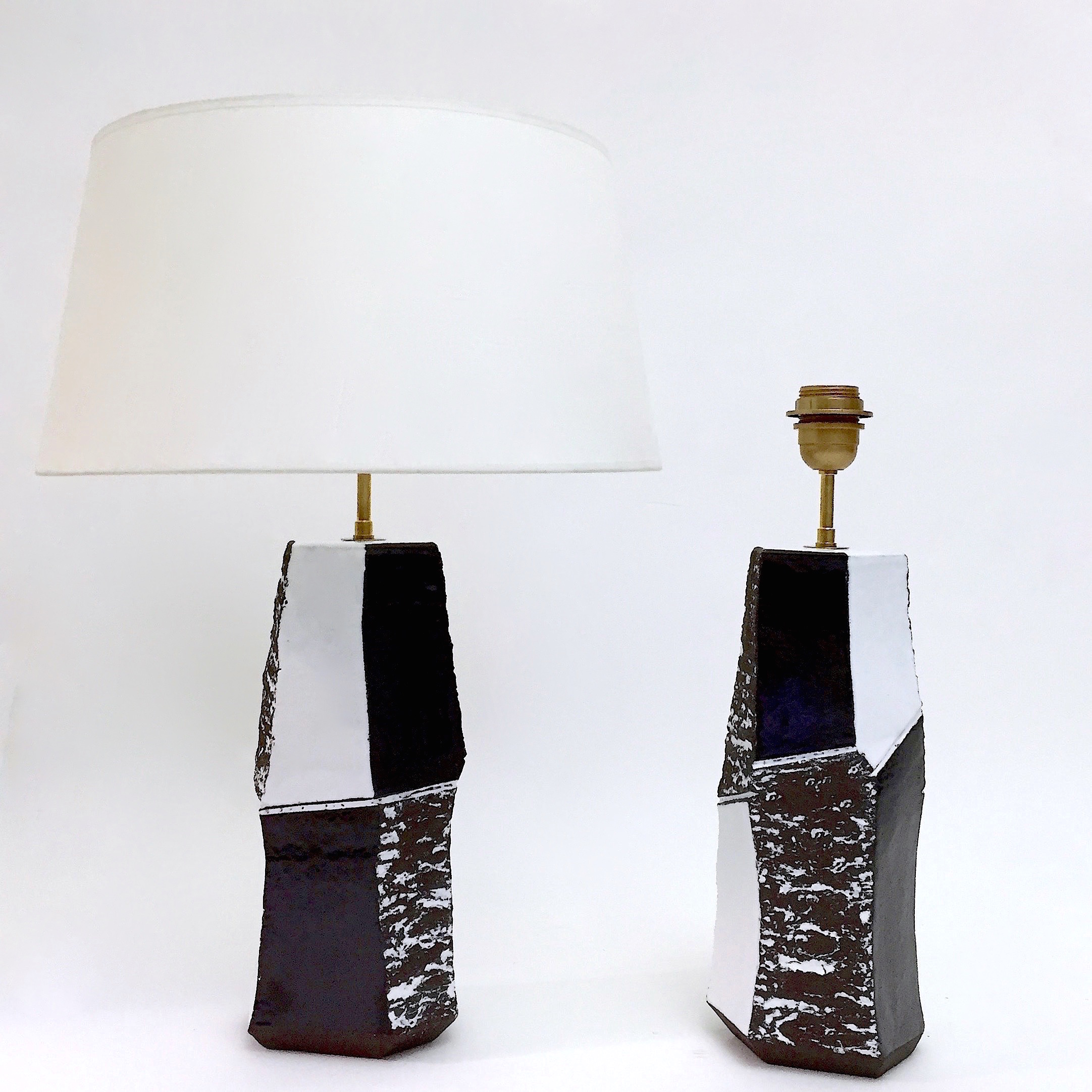 Salvatore Parisi - Pair of Faceted Ceramic Lamp Bases 