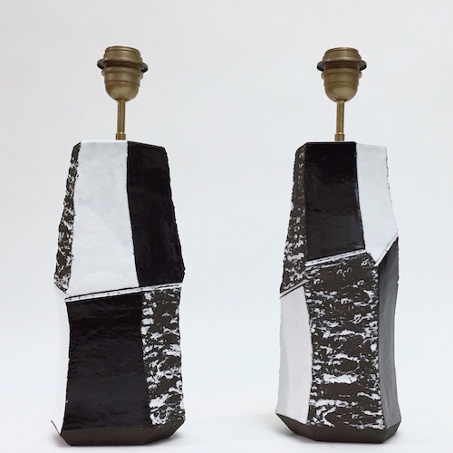 Salvatore Parisi - Pair of Faceted Ceramic Lamp Bases 