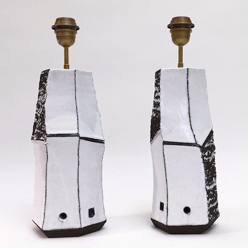Salvatore Parisi - Pair of Faceted Ceramic Lamp Bases 