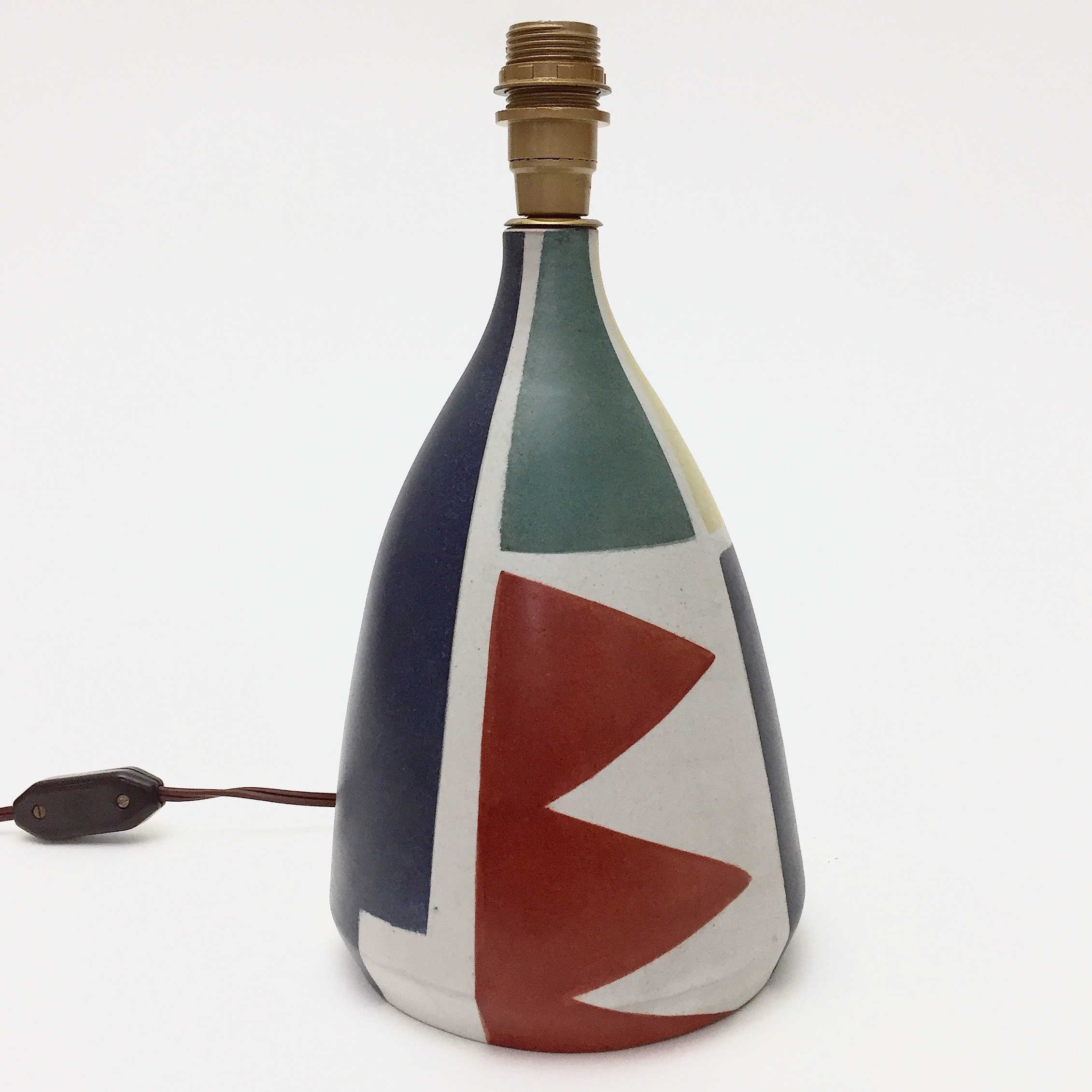 Ceramic Lamp Base Decorated with Geometric Patterns