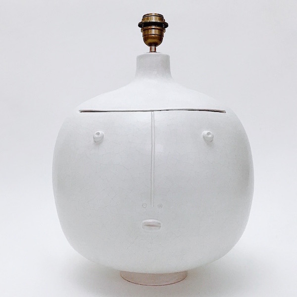 DaLo - Pied de lampe forme boule, émaillé de blanc mat