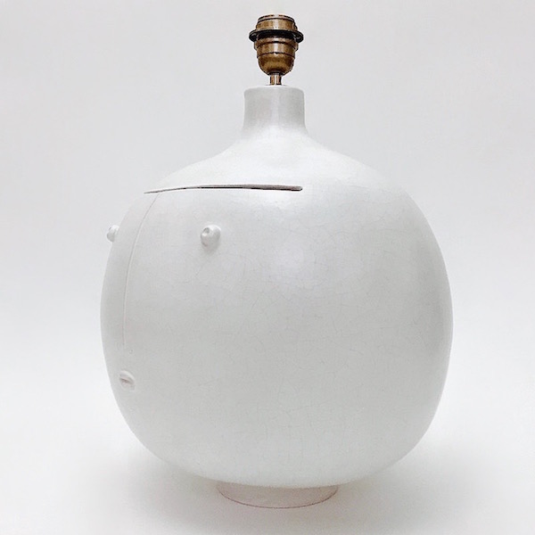 DaLo - Pied de lampe forme boule, émaillé de blanc mat