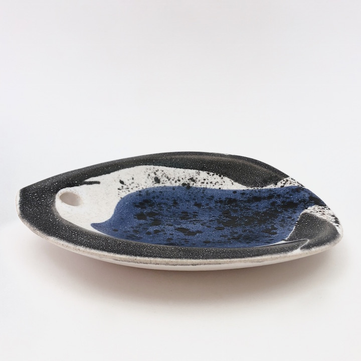Mado Jolain - Ceramic Fish Bowl Glazed in White, Blue and Grey