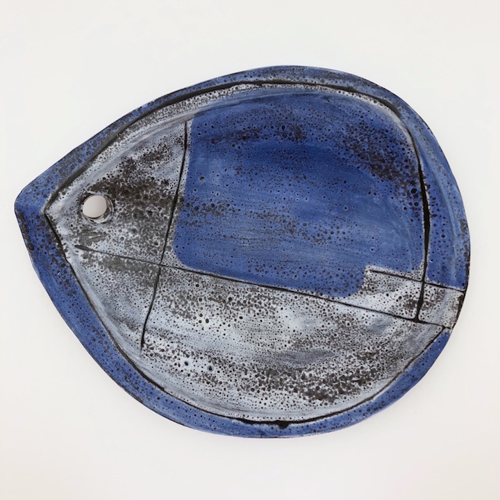 Mado Jolain - Ceramic Fish Bowl Glazed in Blue