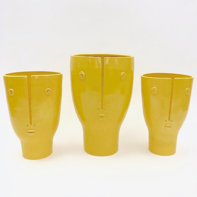 DaLo - Ceramic Idoles Vases Glazed in Yellow