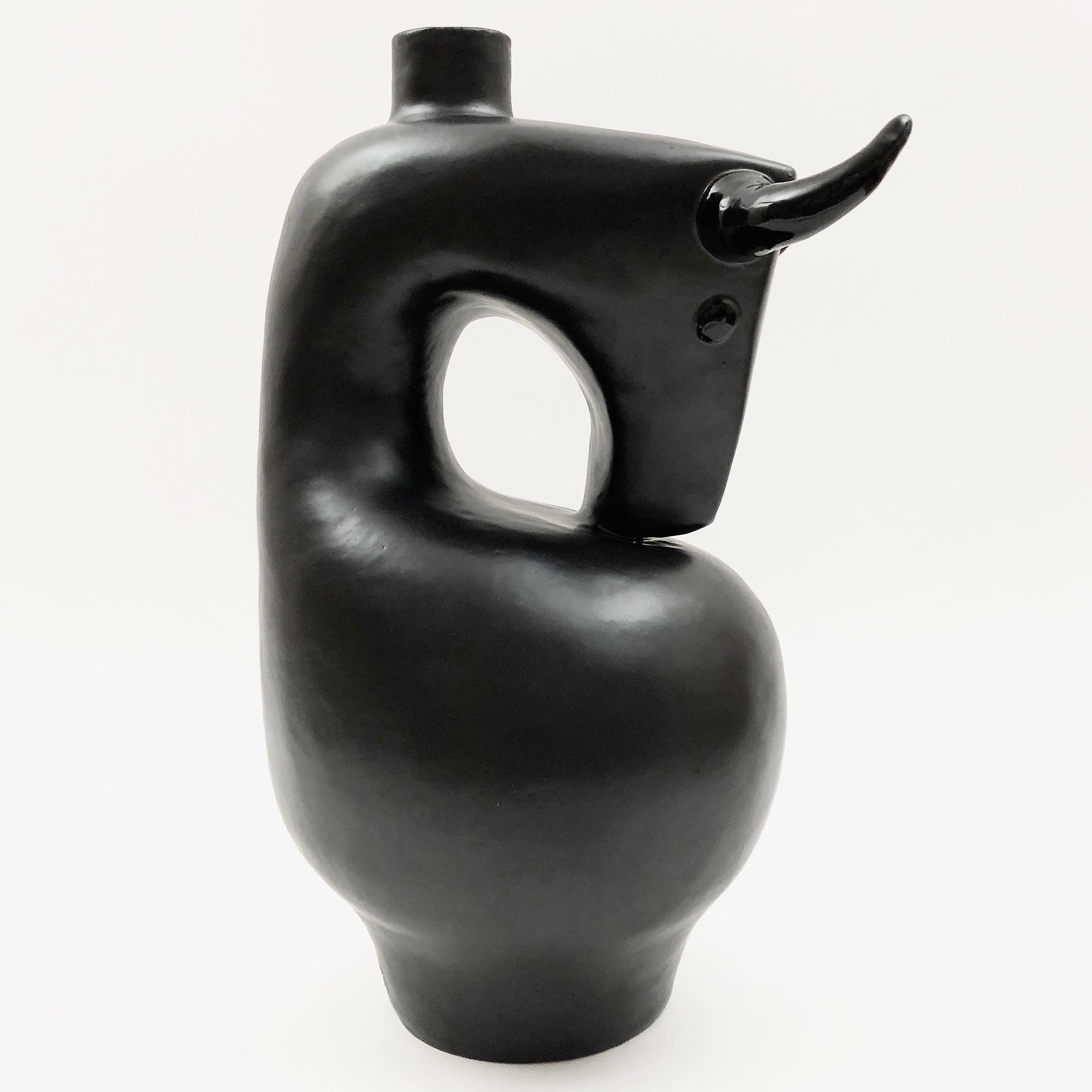 DaLo - Ceramic Table Lamp, Black Bull Shaped