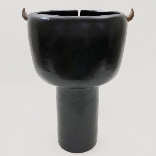 DaLo - Large Black Bull Ceramic Vase 