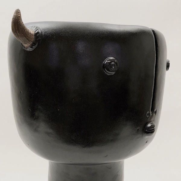 DaLo - Large Black Bull Ceramic Vase 