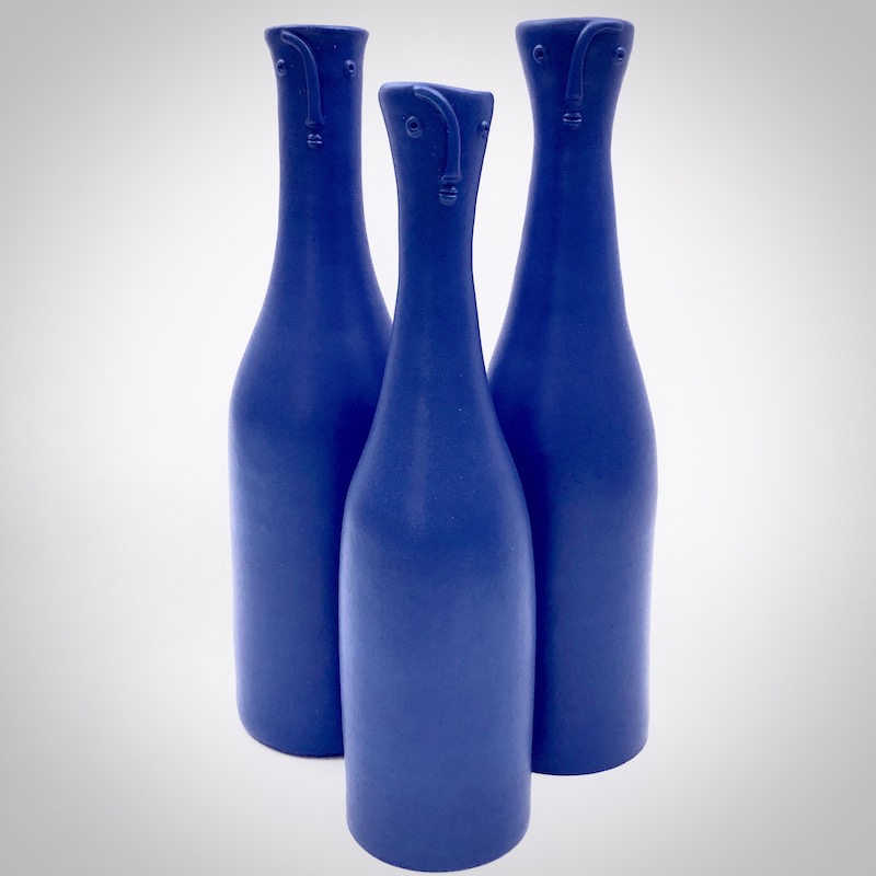 DaLo - Set of 3 Ceramic Blue Bottles