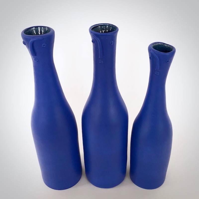 DaLo - Set of 3 Ceramic Blue Bottles