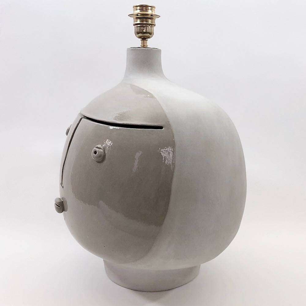 DaLo - Ceramic Lamp Base, half glazed in grey