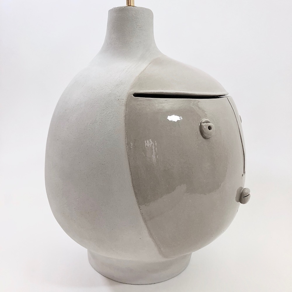 DaLo - Ceramic Lamp Base, half glazed in grey