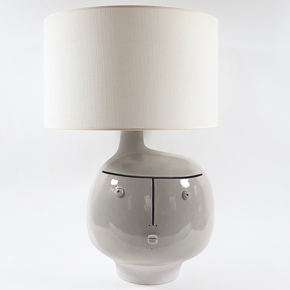 DaLo - Ceramic Lamp Base, half glazed in grey