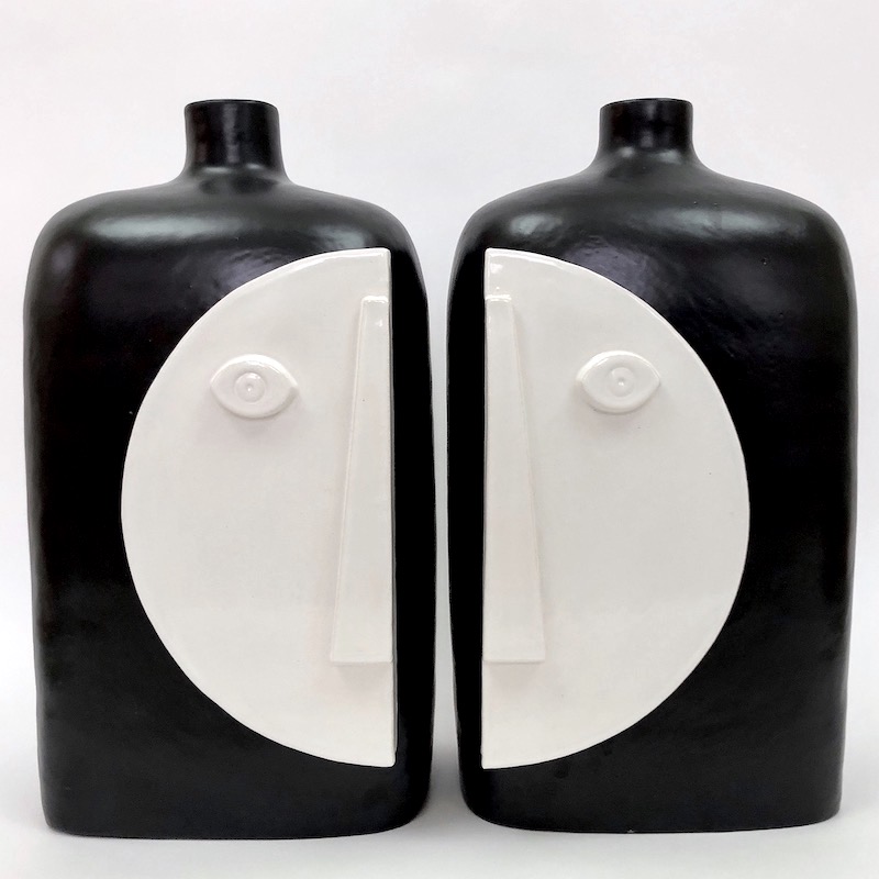 DaLo - Large Pair of Ceramic Table Lamp Bases, Moon