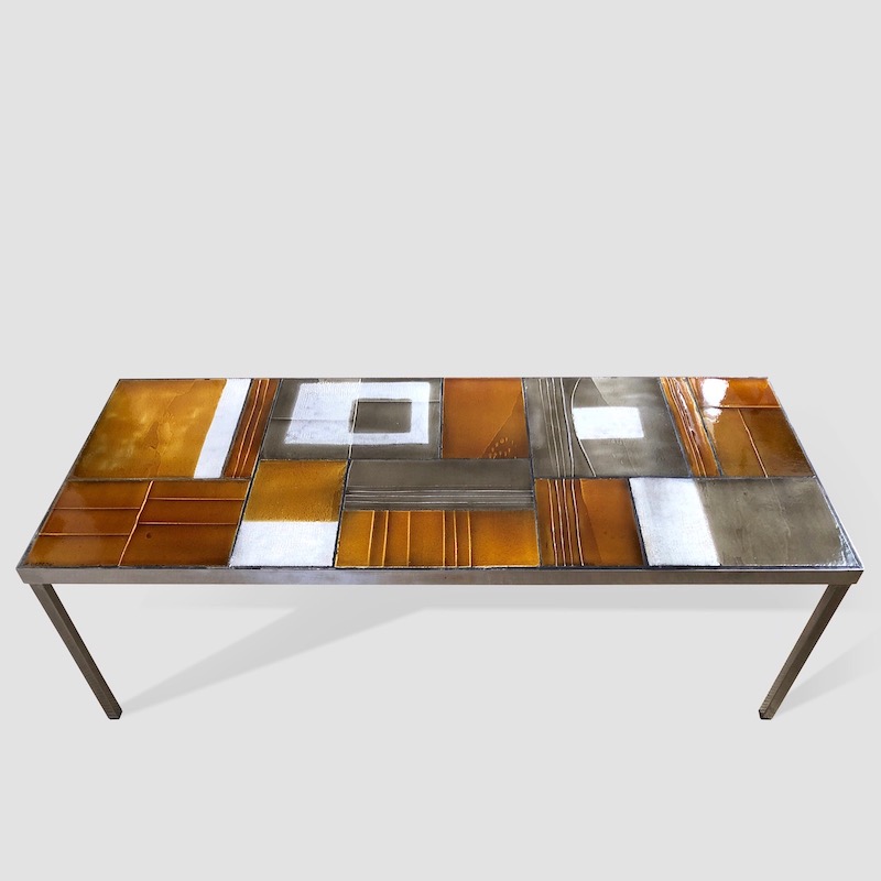 Roger Capron, Glazed Lava Tile Coffee Table