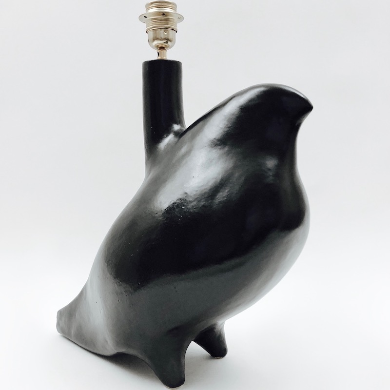 DaLo - Black Ceramic Lamp Base, Bird Shaped