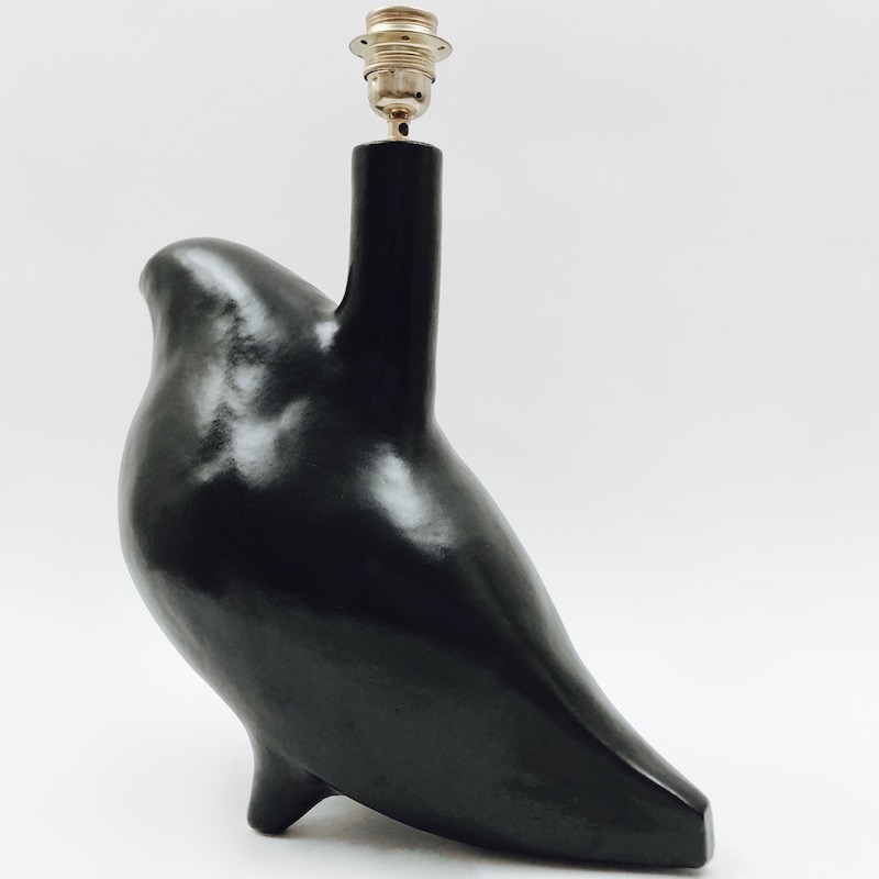 DaLo - Black Ceramic Lamp Base, Bird Shaped