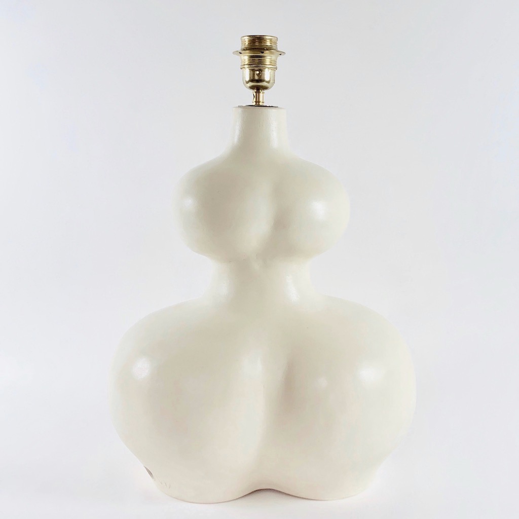 DaLo - Biomorphic Ceramic Lamp Stand, Ivory Color