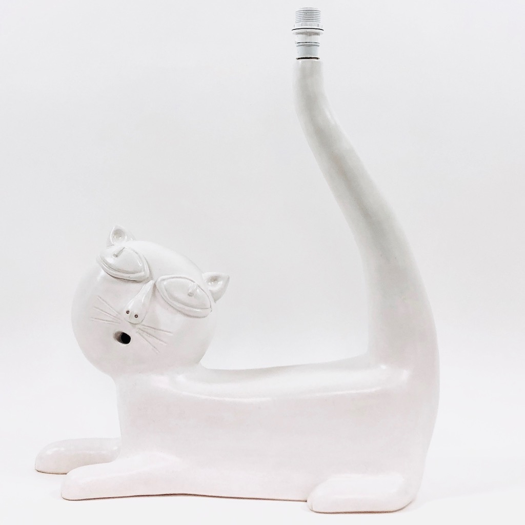 DaLo - White Ceramic Lamp Base, Cat Shaped