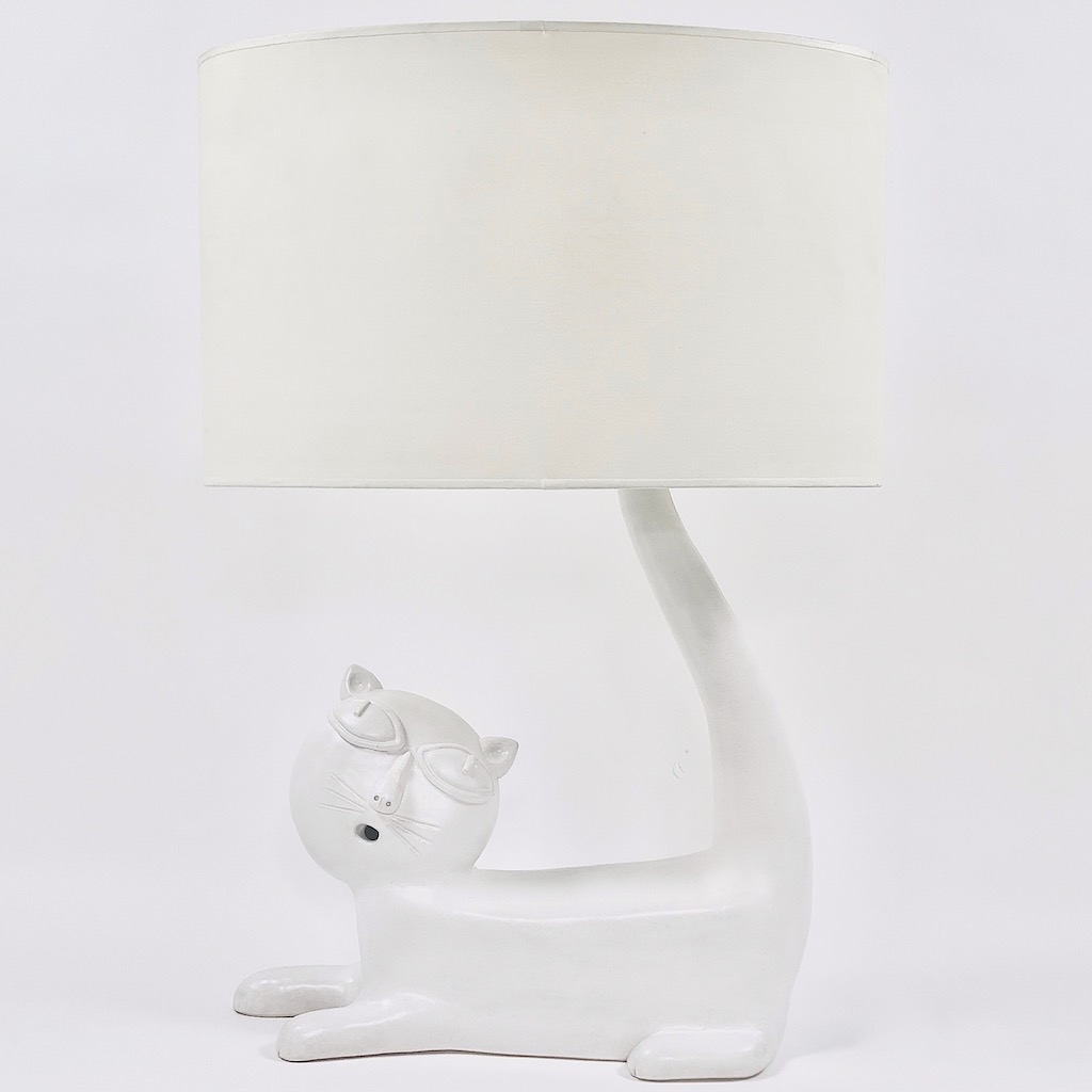 DaLo - White Ceramic Lamp Base, Cat Shaped