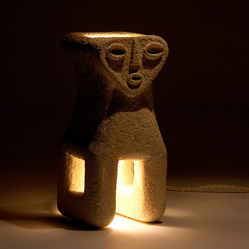 Anthropomorphic stone lamp