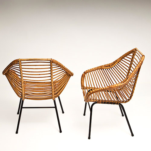 Pair of rattan armchairs / sold