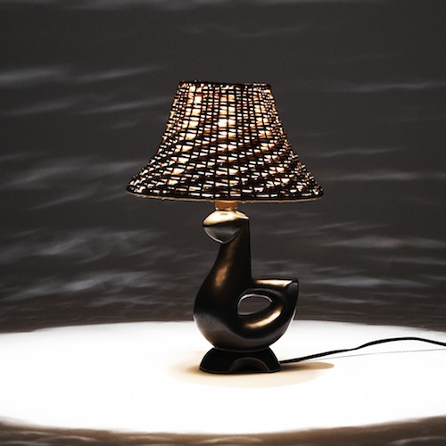 Lampe pigeon - Céramique noire