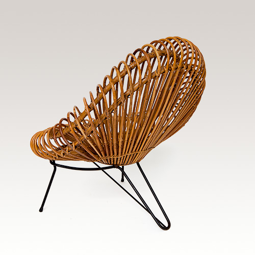 Grand fauteuil en rotin courbé