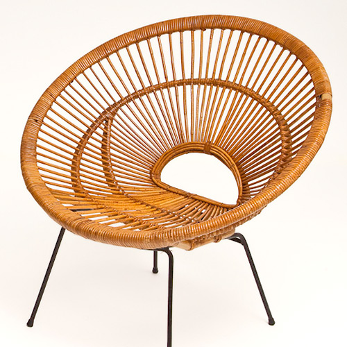 Pair of rattan hoop chairs