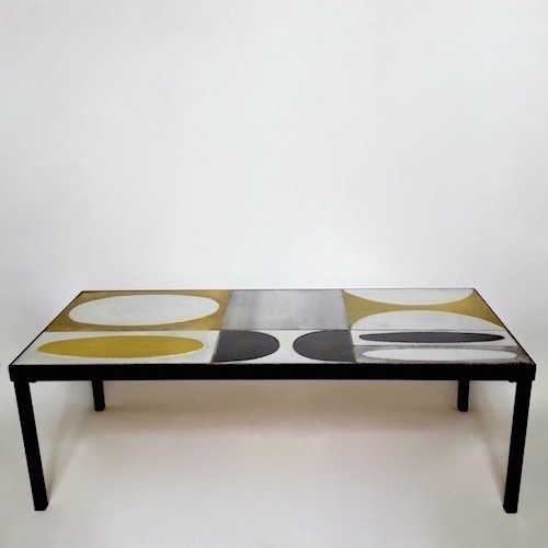 Roger Capron - Table basse Ellipses jaune