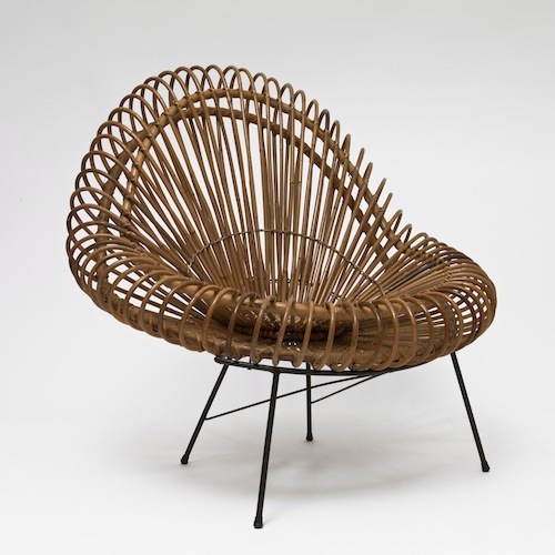 Grand fauteuil rotin à 4 pieds