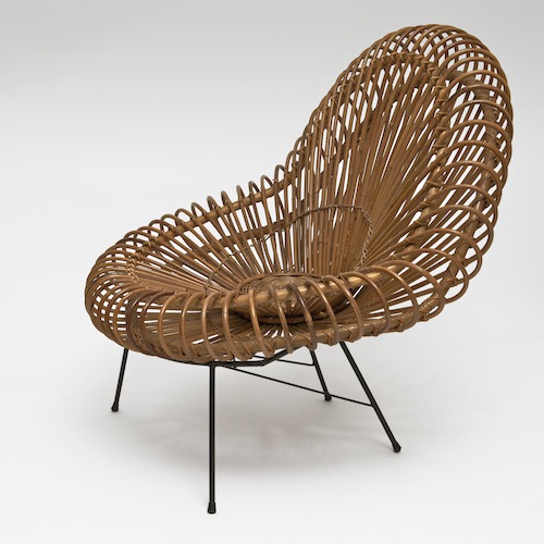 Grand fauteuil rotin à 4 pieds