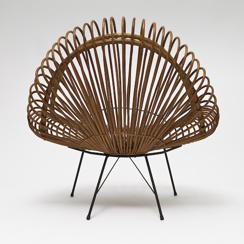Grand fauteuil rotin à 4 pieds