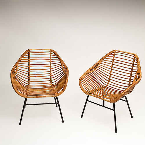 Pair of rattan armchairs / sold