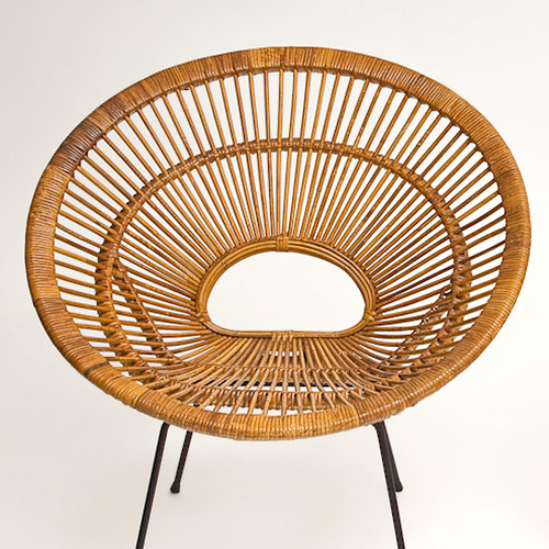 Pair of rattan hoop chairs