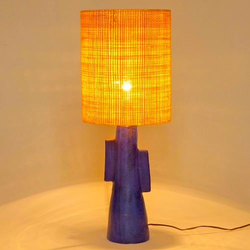 Lampe en céramique bleue  